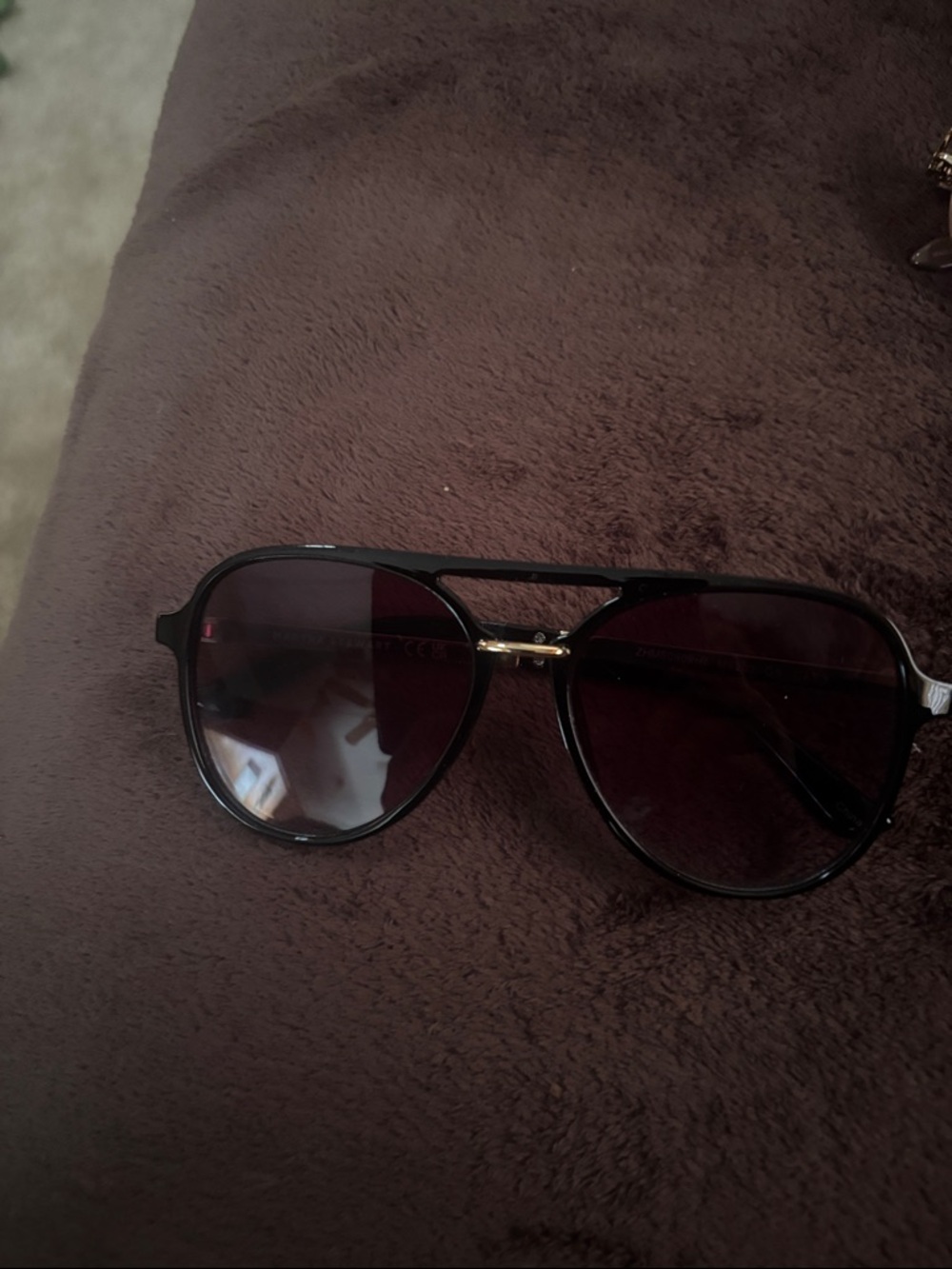 Martha Stewart Black Sunglasses with Gold Accents and Dark Lenses